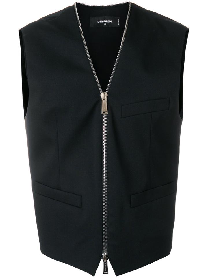 Dsquared2 Zip Front Waistcoat - Black