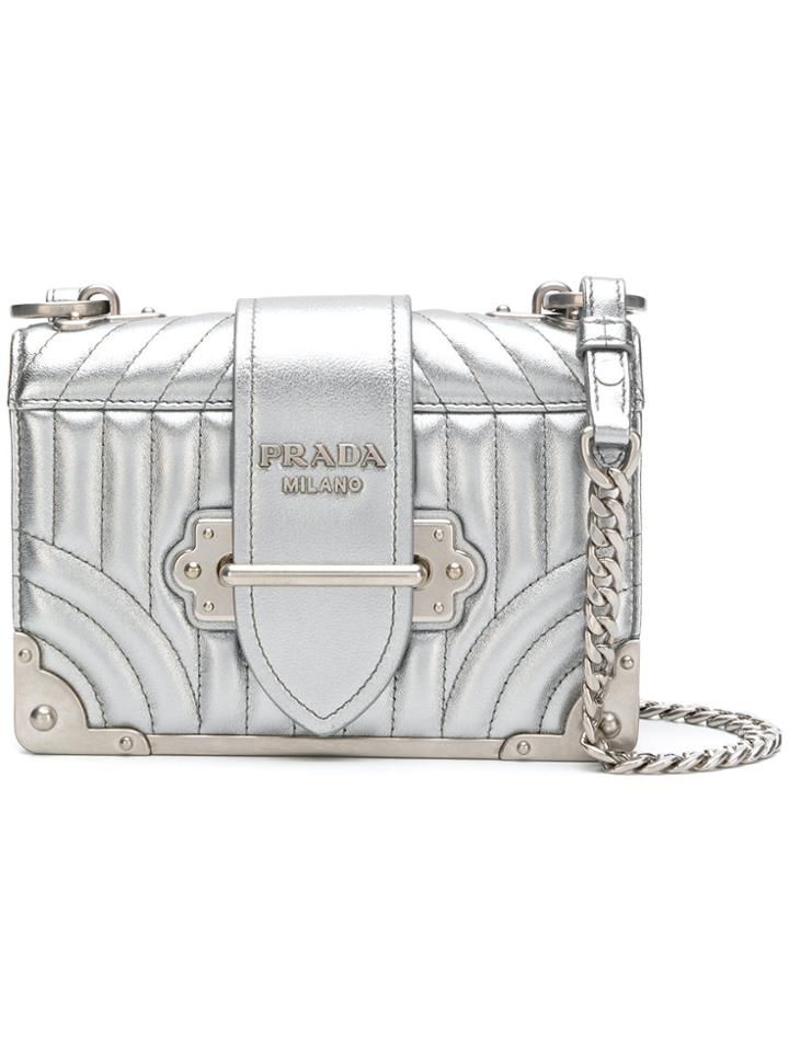 Prada Quilted Logo Shoulder Bag - Metallic