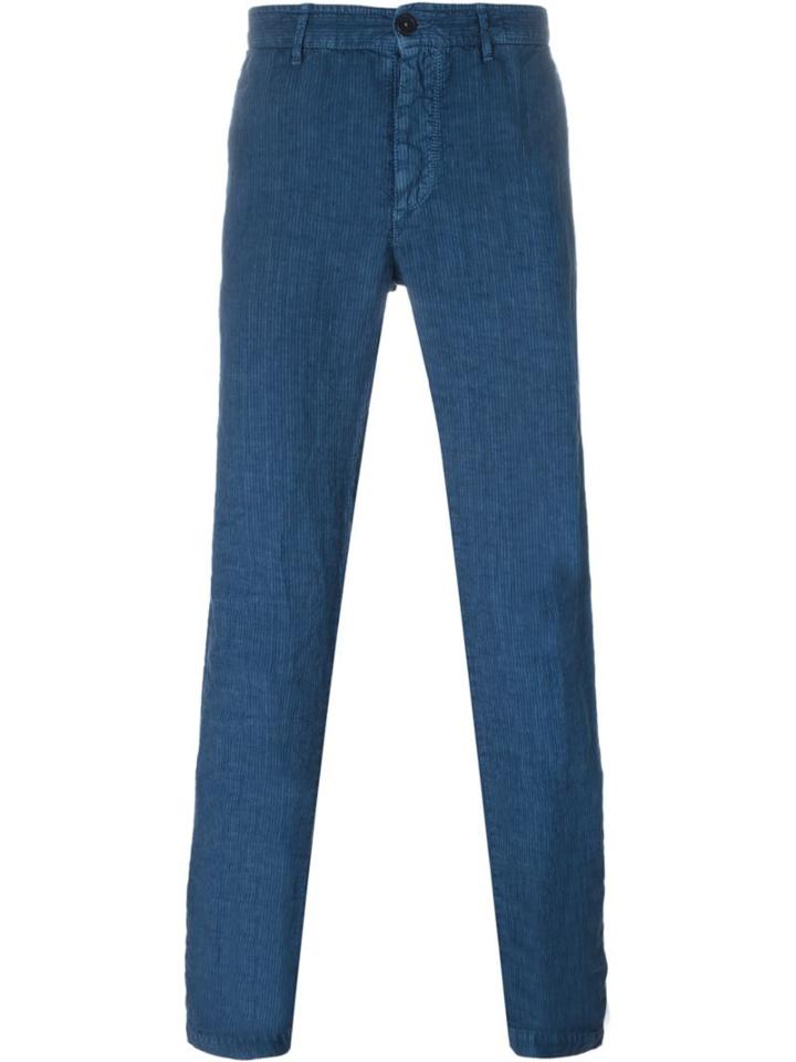Massimo Alba Straight Trousers, Men's, Size: 50, Blue, Linen/flax