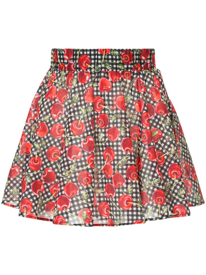Moschino Cherry Gingham Print Skirt - Red