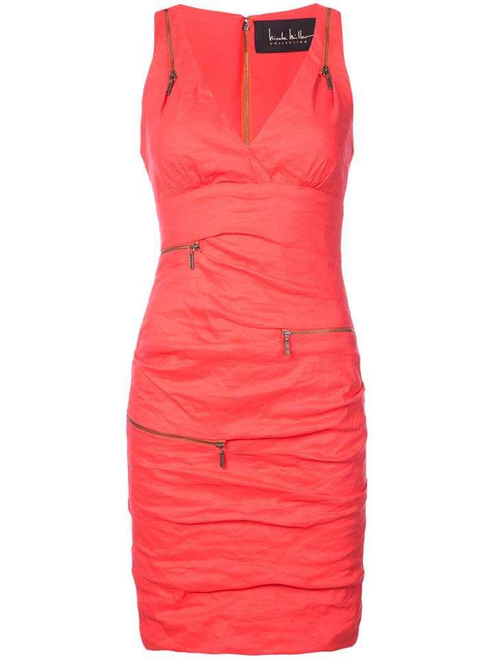 Nicole Miller Zipped Fitted Short Dress - Red