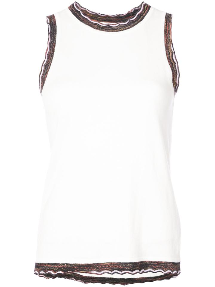 Derek Lam 10 Crosby Sleeveless Shell With Rib Trim - White
