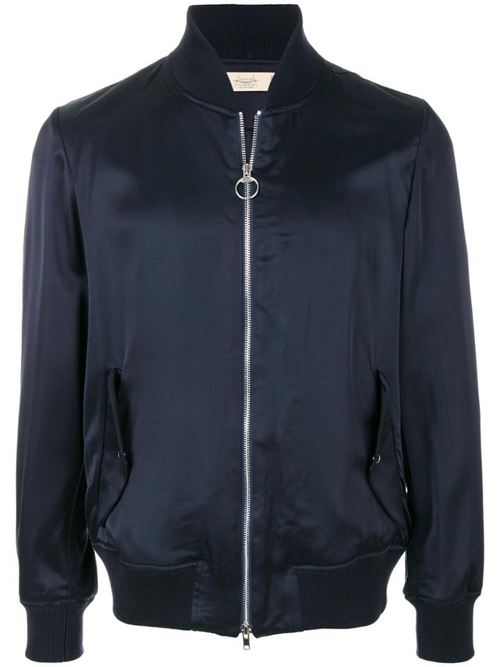Maison Flaneur Zipped Bomber Jacket - Blue