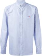 Maison Kitsuné Embroidered Logo Shirt, Men's, Size: 40, Blue, Cotton