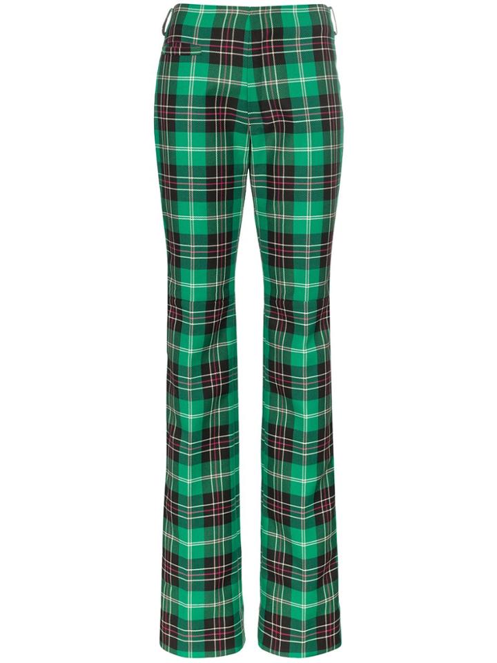 Marine Serre Tartan Boot-cut Trousers - Green