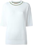 Marni Ribbed Short Sleeve Top, Women's, Size: 40, White, Polyamide