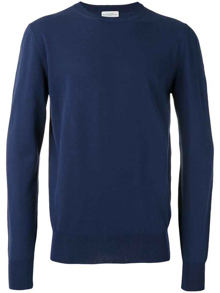 Ballantyne Crew Neck Jumper, Men's, Size: 54, Blue, Cotton/spandex/elastane
