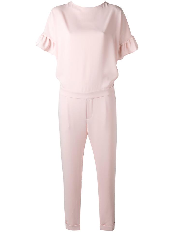 P.a.r.o.s.h. - Ruffle Sleeve Jumpsuit - Women - Polyester - S, Pink/purple, Polyester