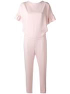 P.a.r.o.s.h. - Ruffle Sleeve Jumpsuit - Women - Polyester - S, Pink/purple, Polyester