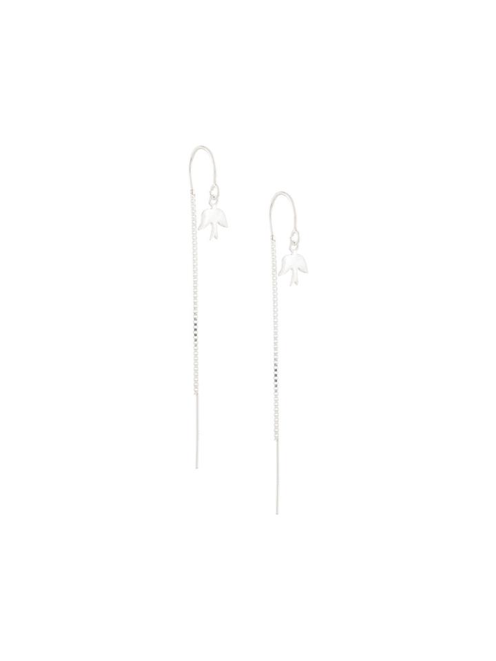 Petite Grand Heart/dove Thread Through Earrings - Metallic
