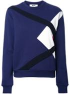Msgm Crew Neck Sweatshirt, Women's, Size: Xs, Blue, Cotton