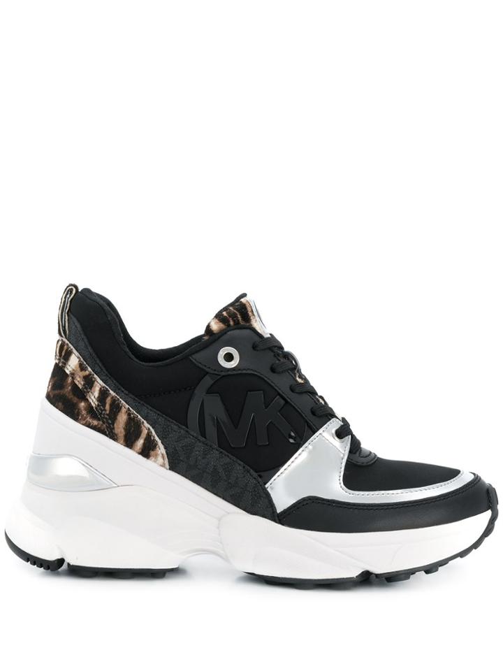 Michael Michael Kors Panelled Wedge Sneakers - Black
