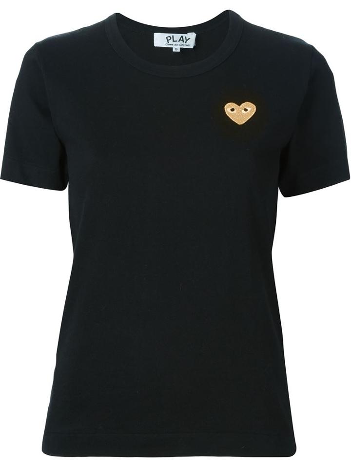 Comme Des Garçons Play 'gold Heart' T-shirt, Women's, Size: Medium, Black, Cotton