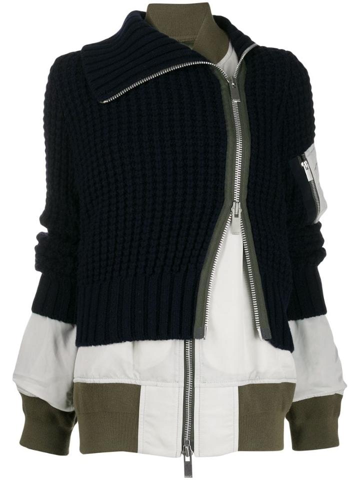 Sacai Hybrid Knit Bomber Jacket - Blue
