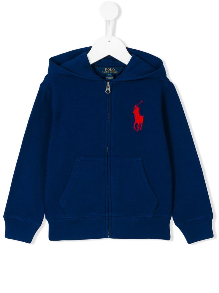Ralph Lauren Kids - Embroidered Logo Hoodie - Kids - Cotton - 4 Yrs, Blue