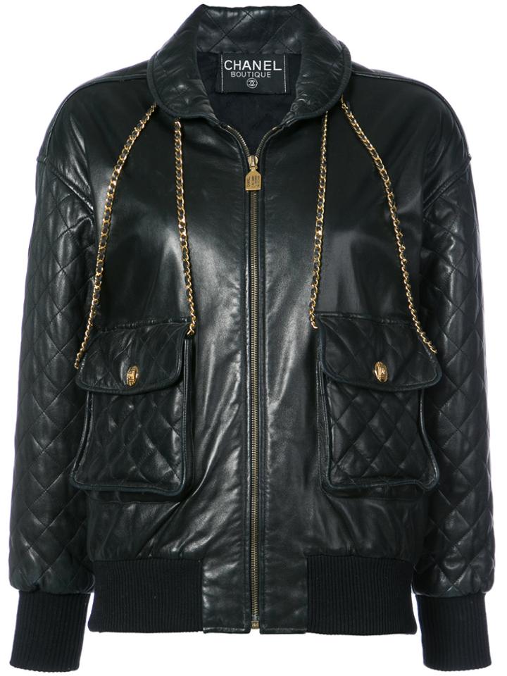 Chanel Vintage Quilted Bomber Jacket - Black