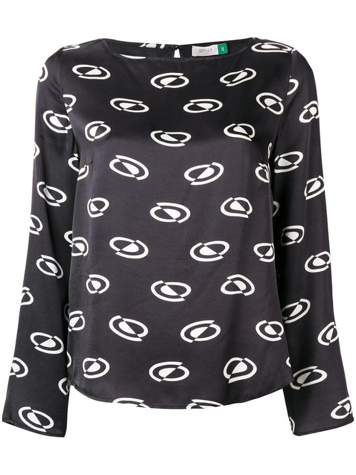 Rixo London Scarlett Space Age Spot Blouse - Black