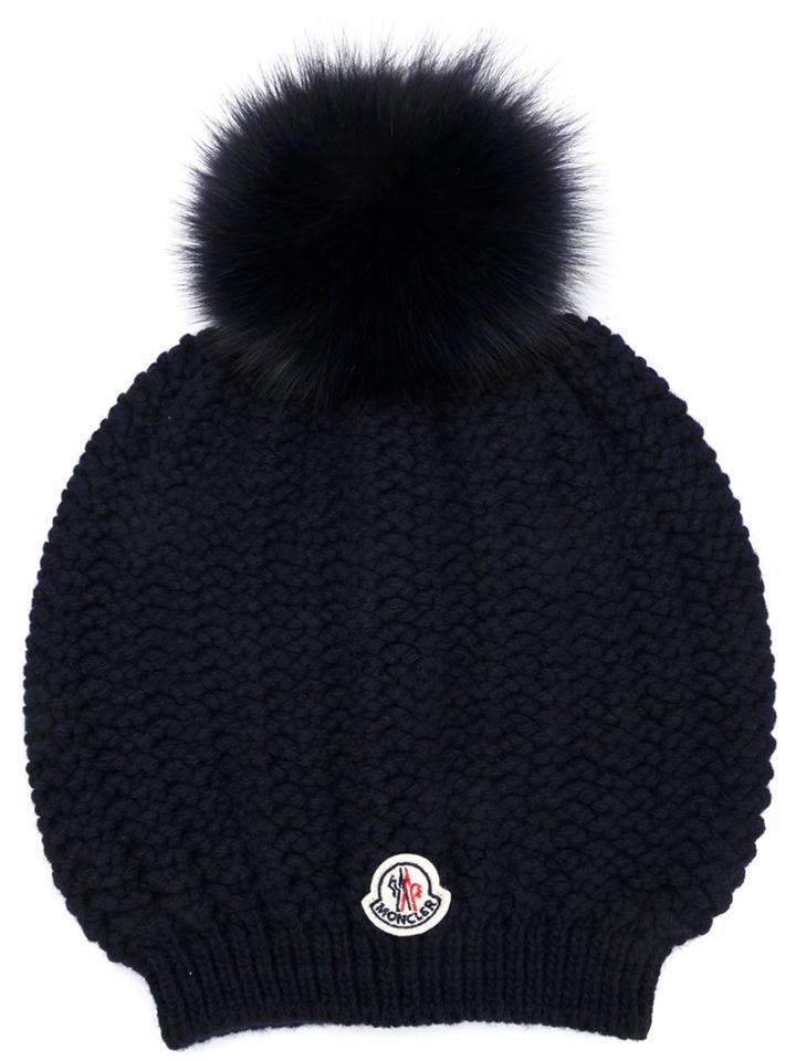 Moncler Bobble Top Beanie - Blue