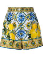 Dolce & Gabbana Maiolica Lemon Print Silk Shorts