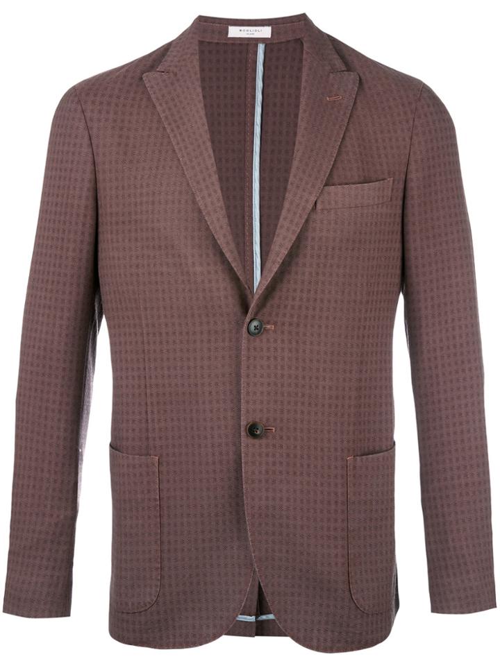 Boglioli Pointed Lapel Plaid Blazer - Brown