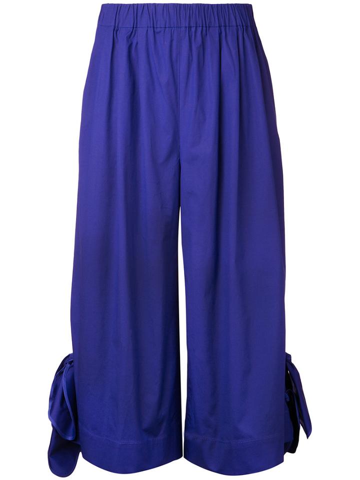 Msgm - Wide-legged Cropped Trousers - Women - Cotton/spandex/elastane - 44, Blue, Cotton/spandex/elastane