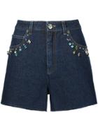 Sonia Rykiel Embellished Denim Shorts - Blue