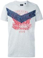 Diesel Logo Print T-shirt, Men's, Size: Xl, Grey, Cotton
