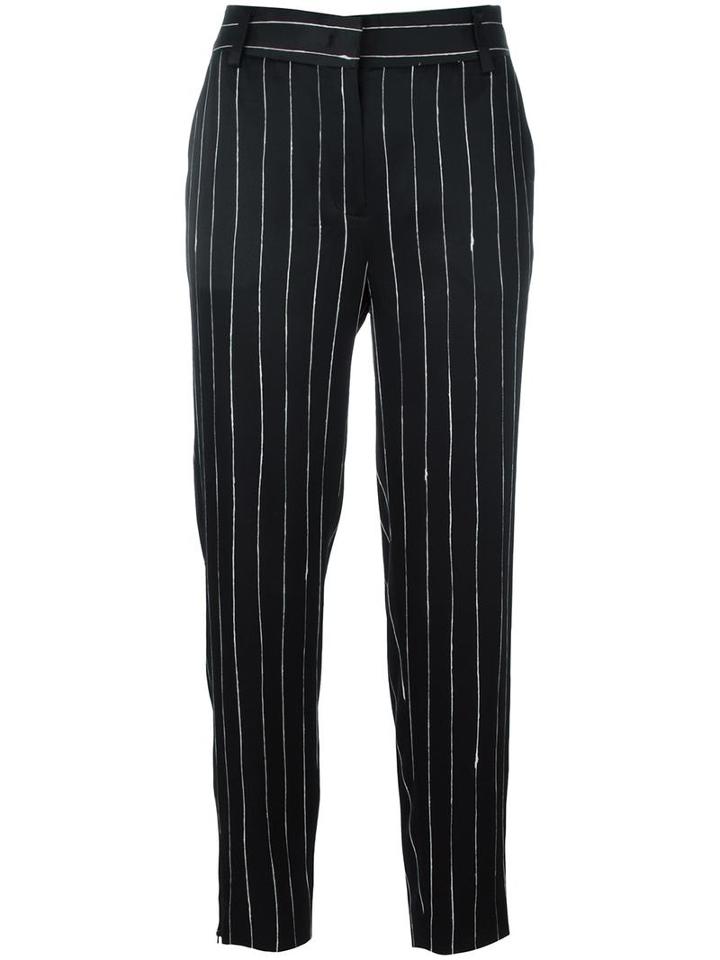 Dkny Satin Pinstripe Trousers, Women's, Size: 12, Black, Viscose