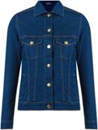 Amapô Classic Polo Collar Denim Jacket, Women's, Size: P, Blue, Cotton/polyester/spandex/elastane