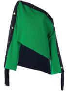 Monse Asymmetric Off Shoulder Sweater - Green