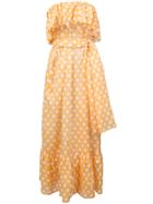 Lisa Marie Fernandez Strapless Ruffle Midi Dress - Yellow & Orange