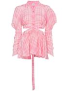 Rosie Assoulin Cutout Shirt With Wrap Detail And Peplum - Pink