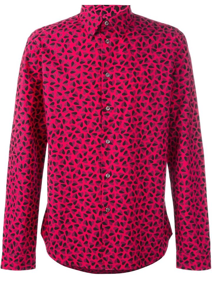 Ps By Paul Smith Heart Print Shirt, Men's, Size: Large, Pink/purple, Cotton