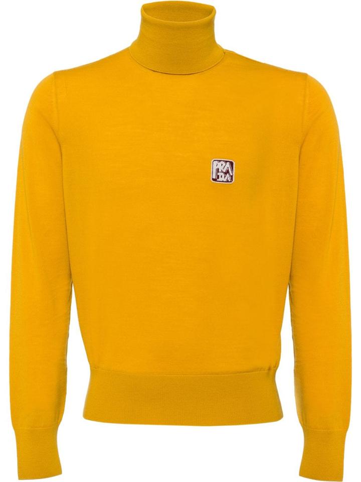 Prada Logo Turtleneck Jumper - Yellow