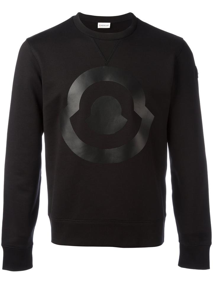 Moncler Logo Print Sweatshirt, Men's, Size: Large, Black, Cotton/lamb Skin
