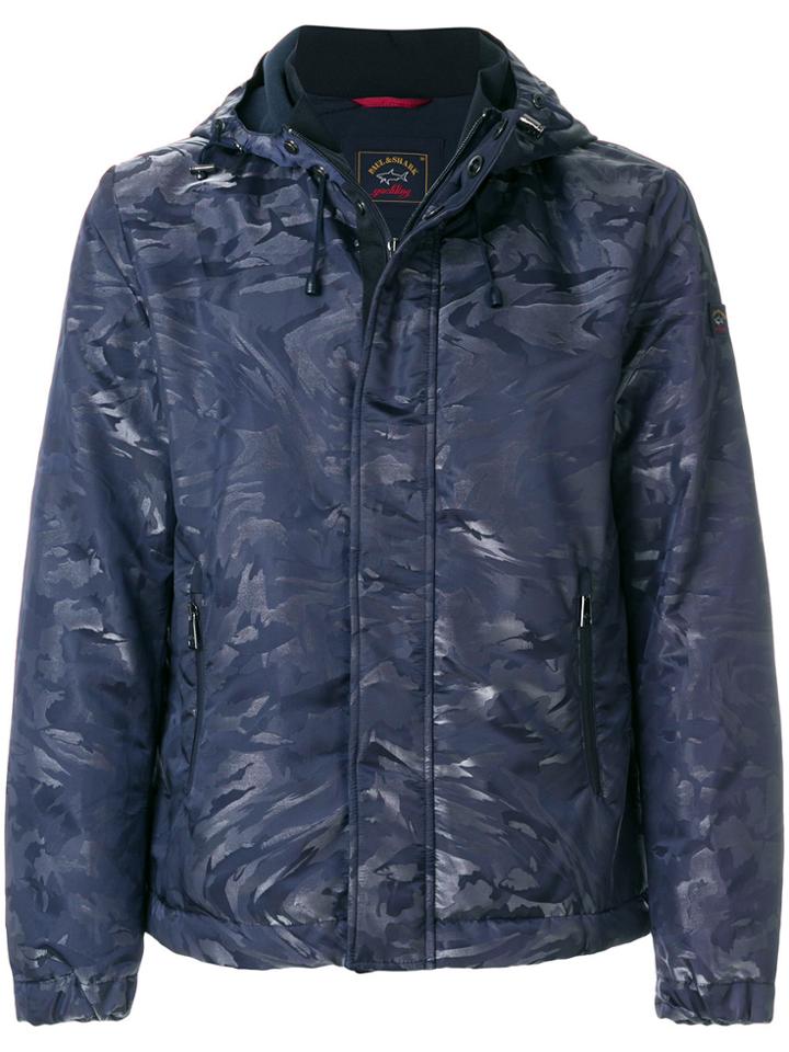 Paul & Shark Patterned Short Parka - Blue