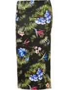Fleur Du Mal - Tropical Print Slit Skirt - Women - Nylon/spandex/elastane - L, Women's, Black, Nylon/spandex/elastane