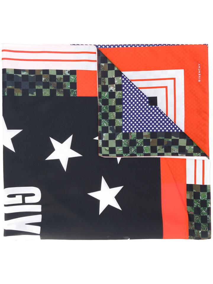 Givenchy Check And Star Print Scarf - Multicolour