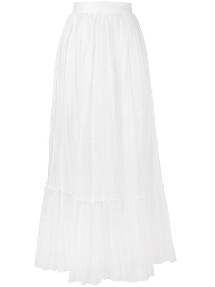 Valentino Pleated Maxi Skirt, Women's, Size: 42, White, Cotton
