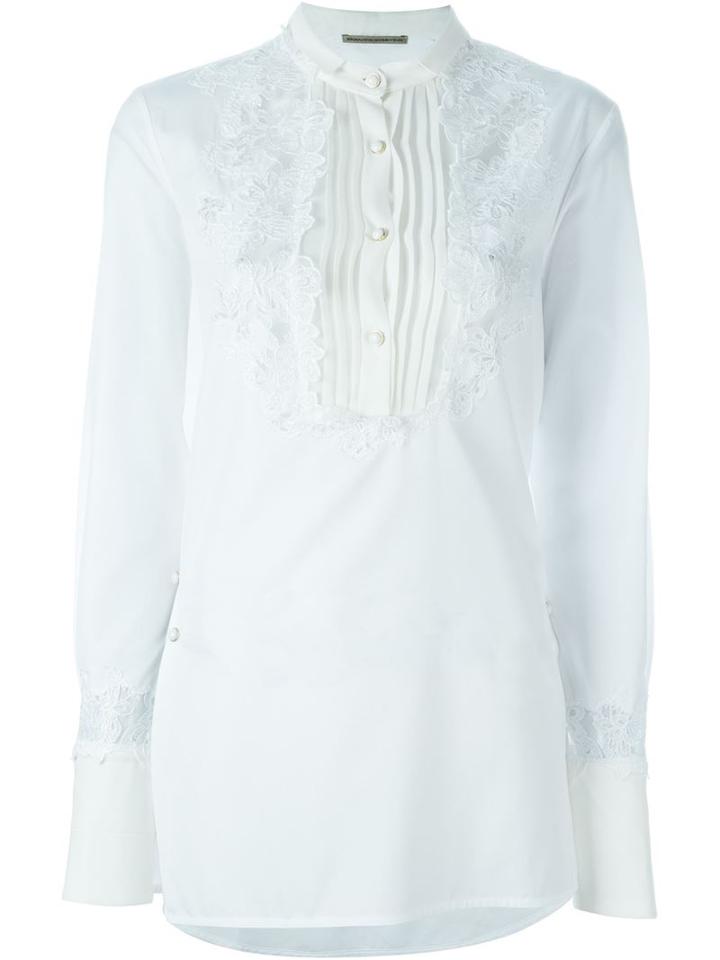 Ermanno Scervino Floral Embroidery Shirt, Women's, Size: 44, White, Cotton/viscose/polyamide/silk