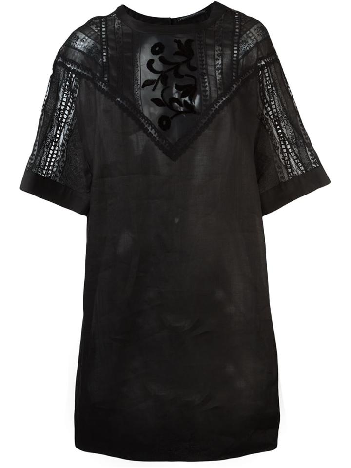 Ermanno Scervino Sheer Lace Panel Dress - Black