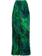Elie Saab Leaf Print Wide Leg Trousers - Green