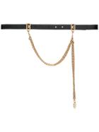 Givenchy Double G Buckle And Chain Thin Belt - Black