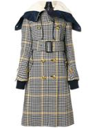 Sacai Checked Double Layer Coat - Grey