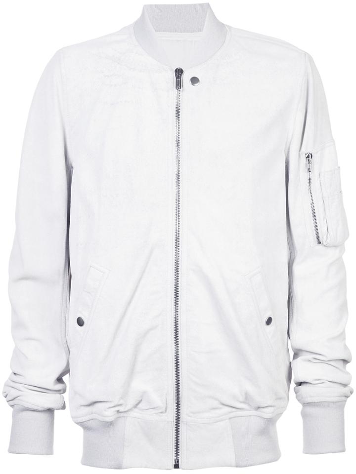 Rick Owens Slim Fit Bomber Jacket - White
