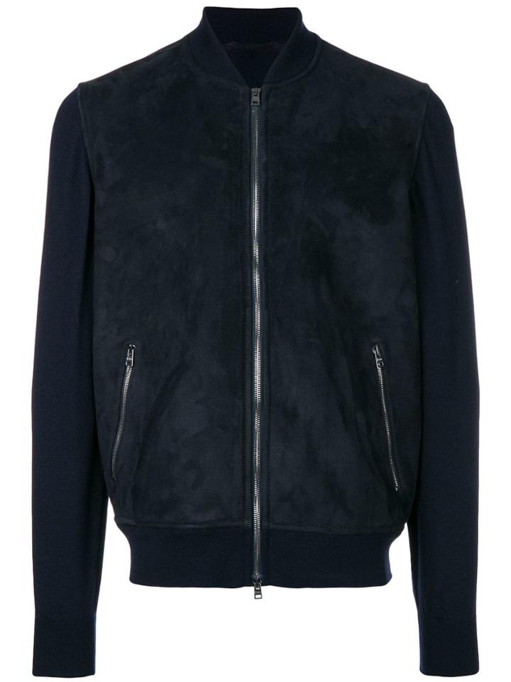 Herno Wool Sleeves Bomber Jacket - Blue