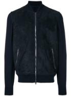 Herno Wool Sleeves Bomber Jacket - Blue