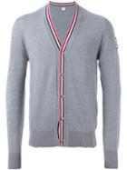 Moncler Gamme Bleu V-neck Piped Cardigan, Men's, Size: Large, Grey, Virgin Wool