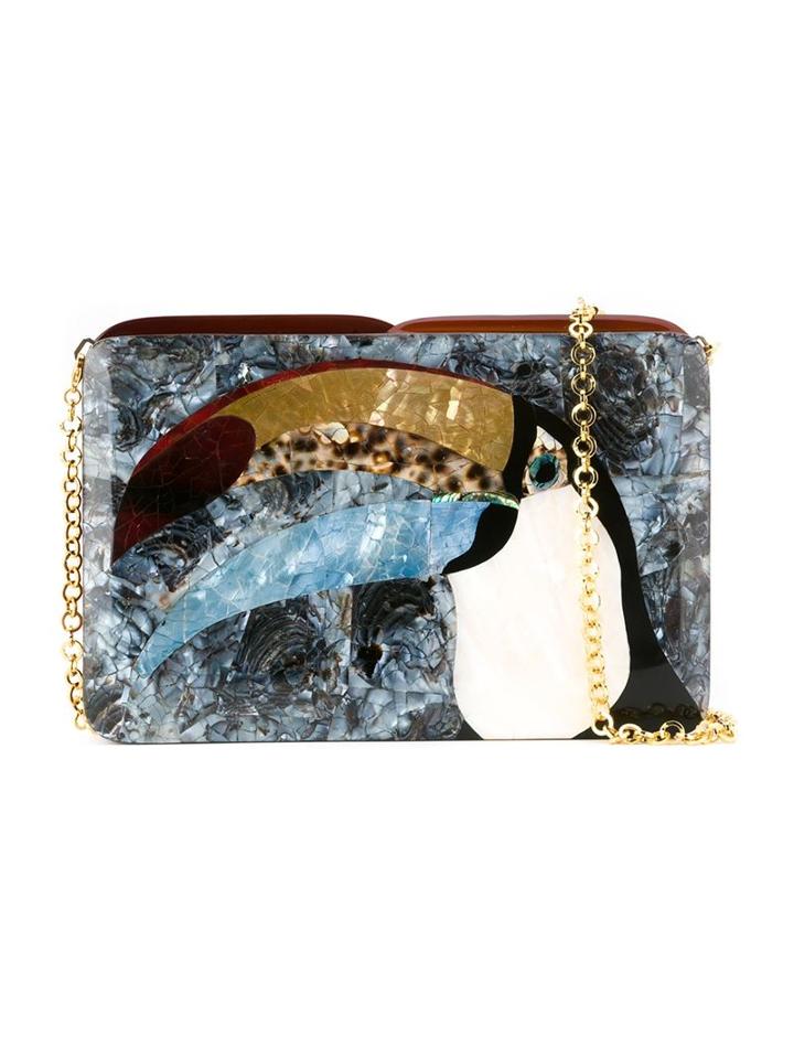 Serpui Mother Of Pearl Clutch Bag, Women's, Black, Crystal