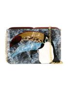 Serpui Mother Of Pearl Clutch Bag, Women's, Black, Crystal